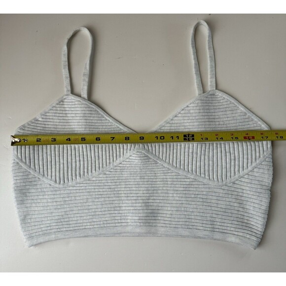Aerie Women's XL Crop Tank Top Heather Blue White Ribbed Adjustable NEW - Picture 4 of 13